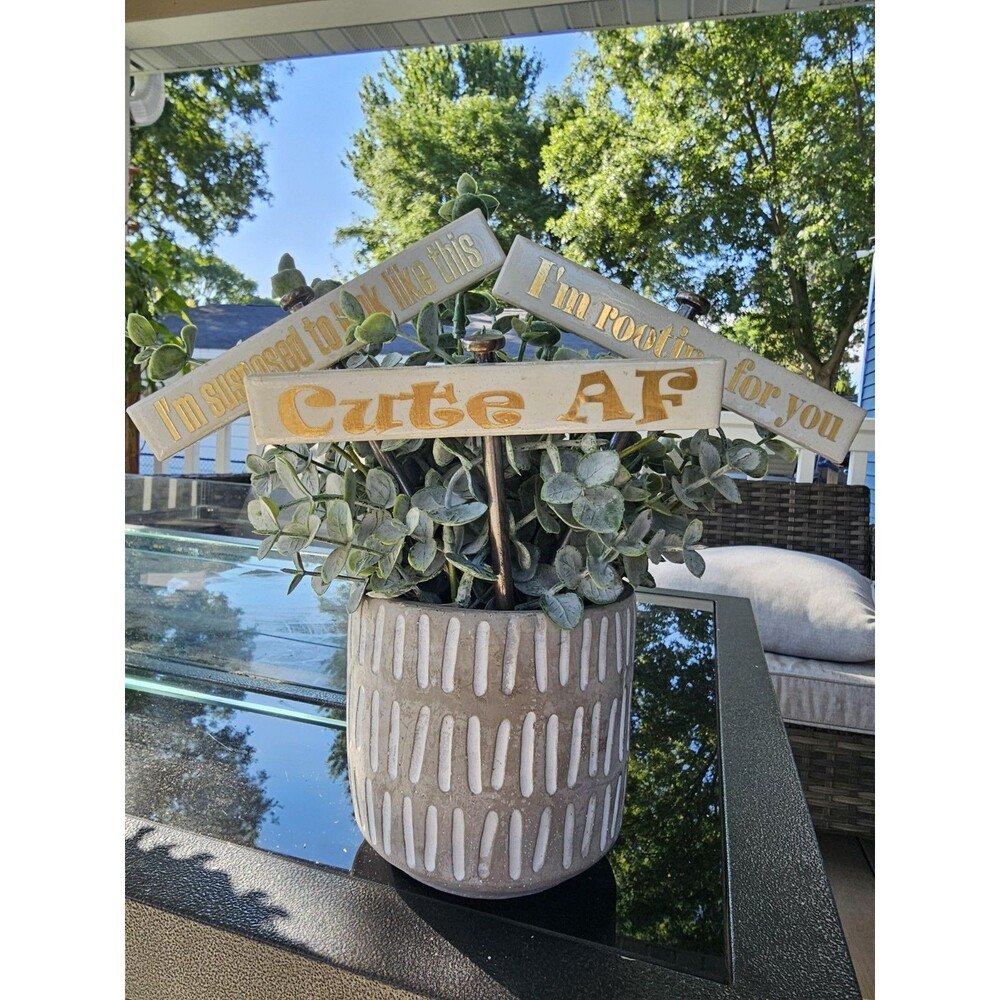Plant Sign-Ceramic Signs On 6 Inch Stainless Stake-Funny-Garden Decor Set of 3